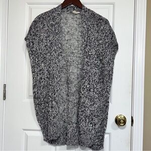 Eileen Fisher Organic Linen Cotton Marled Black White Knit Sweater Vest Medium